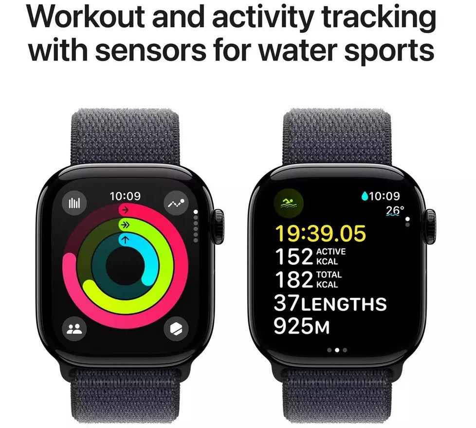 Apple Watch Series 10 GPS 42mm Sports Smartwatch - Jet Black/Carbon Neutral