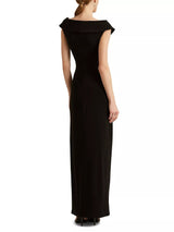 Ralph Lauren Leonidas Floor Length Column Gown Dress - Black - Size 12 - Kazoop 