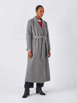 John Lewis Wool Blend Tailored Long Tie Belt Wrap Coat - Grey - Size 12 - Kazoop 