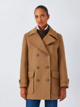 John Lewis Women's Double Breasted Wool Blend Peacoat - Size 12 - Camel