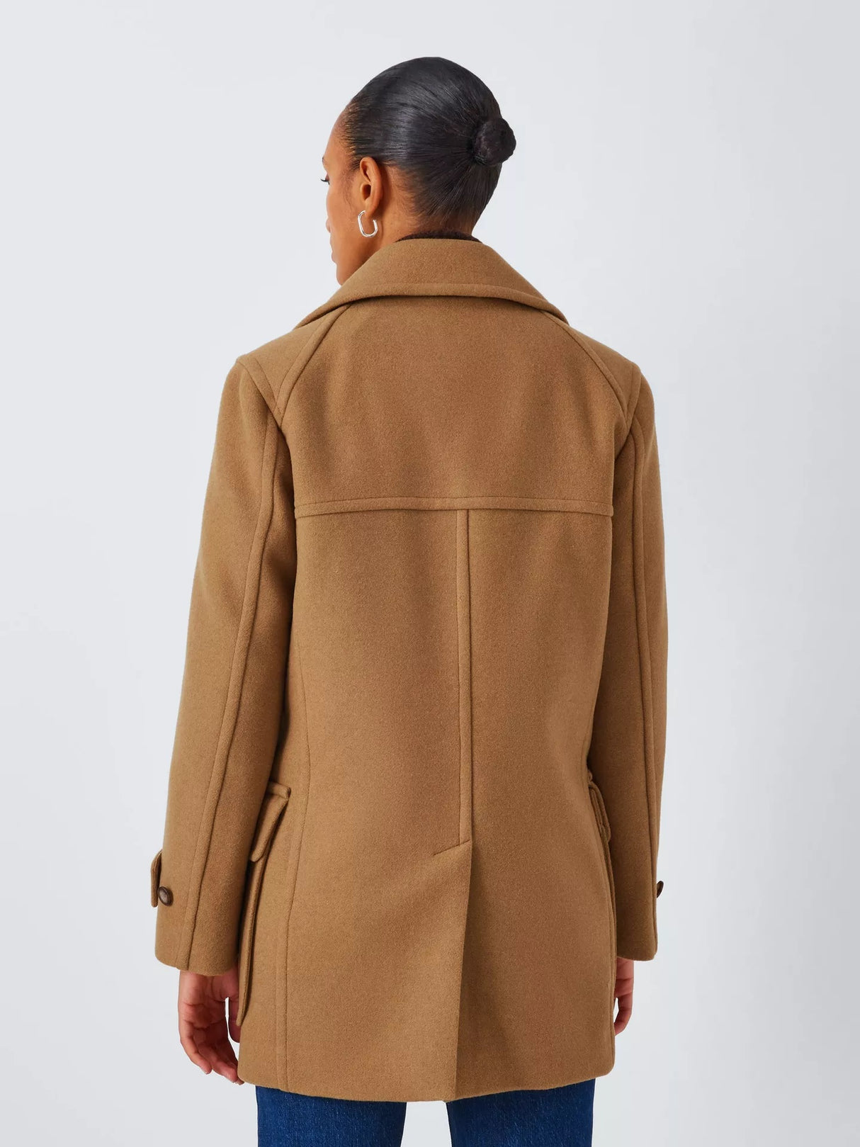 John Lewis Women's Double Breasted Wool Blend Peacoat - Size 12 - Camel