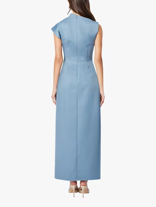 Elliatt Coralie Asymmetric Fitted Cocktail Maxi Dress - Steel Blue - Size S - Kazoop 