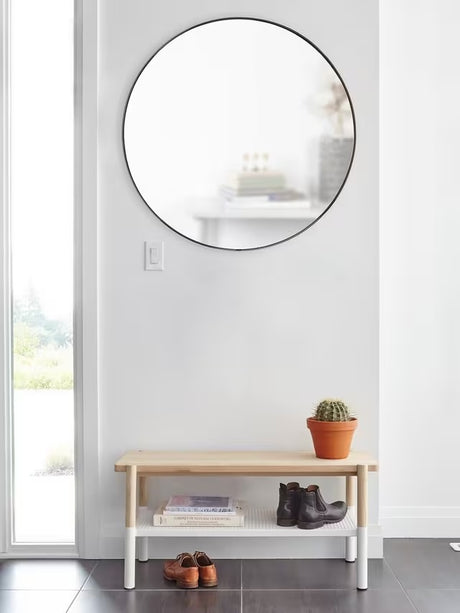 Umbra Hubba Round Metal Frame 86cm Decorative Wall Mirror - Titanium