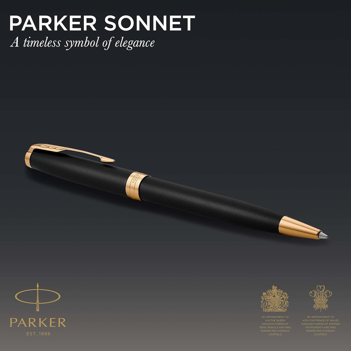 Parker Sonnet Lacquer Classic Medium Ballpoint Pen - Matte Black/Gold Trim