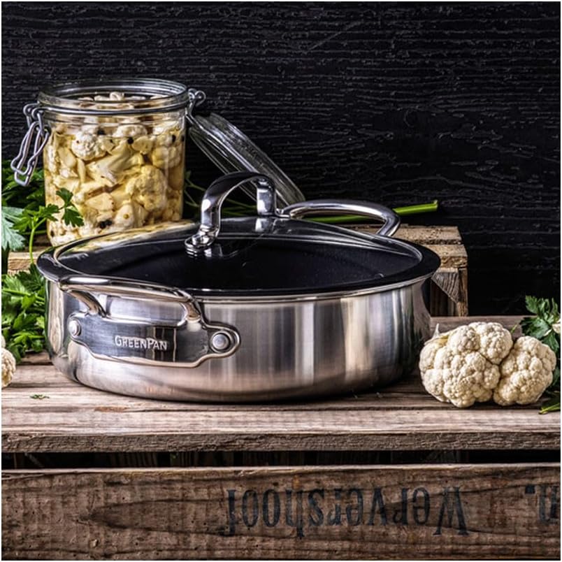 GreenPan Premiere 26cm 3.8L Stainless Steel Non-Stick Casserole with Lid