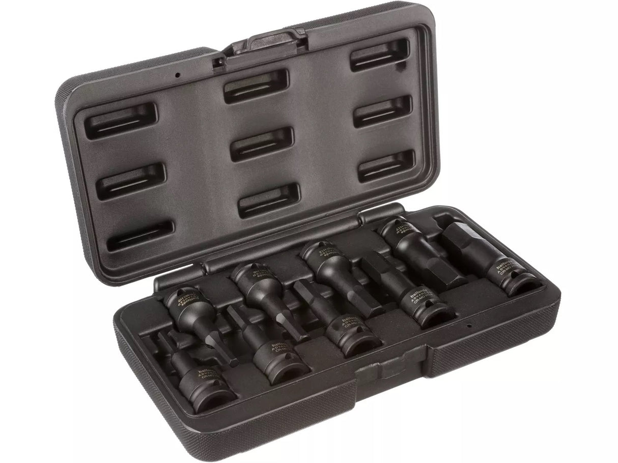 Halfords Advanced 9 Piece Impact Hex Socket Set 9 x 1/2" Drive - Black