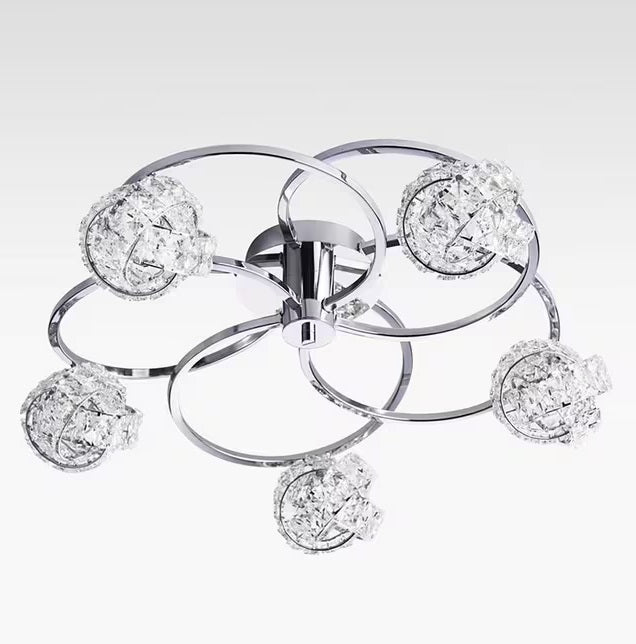 Bay Lighting Jolie Crystal Semi Flush Ceiling Light - Clear/Chrome