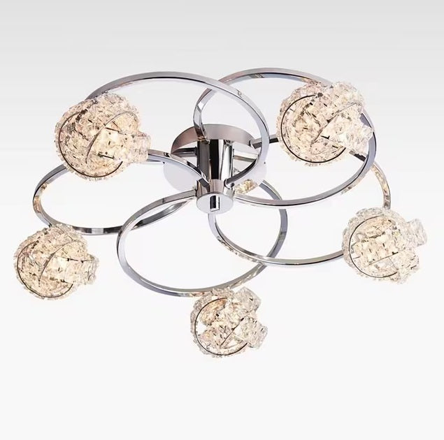 Bay Lighting Jolie Crystal Semi Flush Ceiling Light - Clear/Chrome