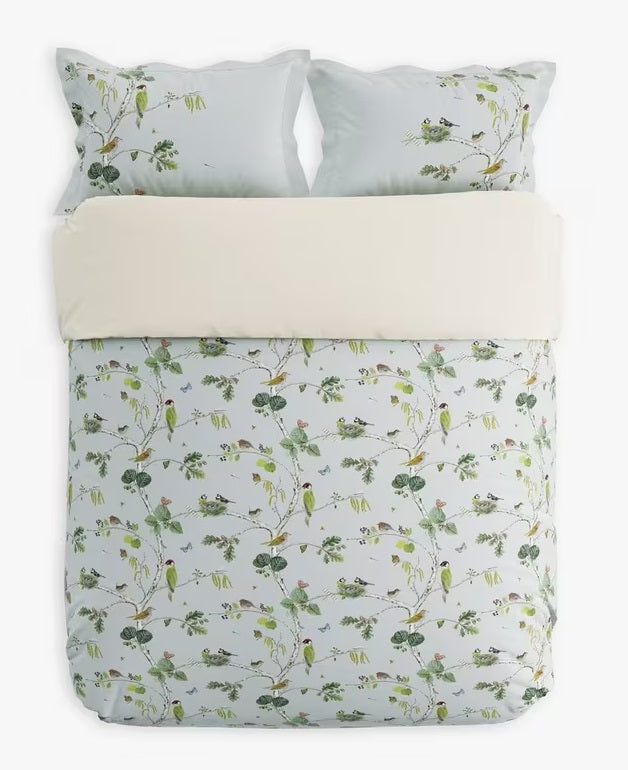 Sanderson Woodland Cotton Super King Duvet Cover Set - Blue Grey/Green