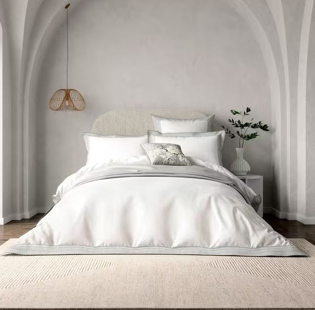 Bedeck of Belfast Astrid Cotton Percale Double Duvet Cover Set - White