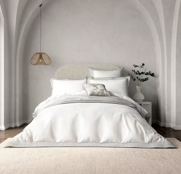 Bedeck of Belfast Astrid Cotton Percale Super King Duvet Cover Set - White