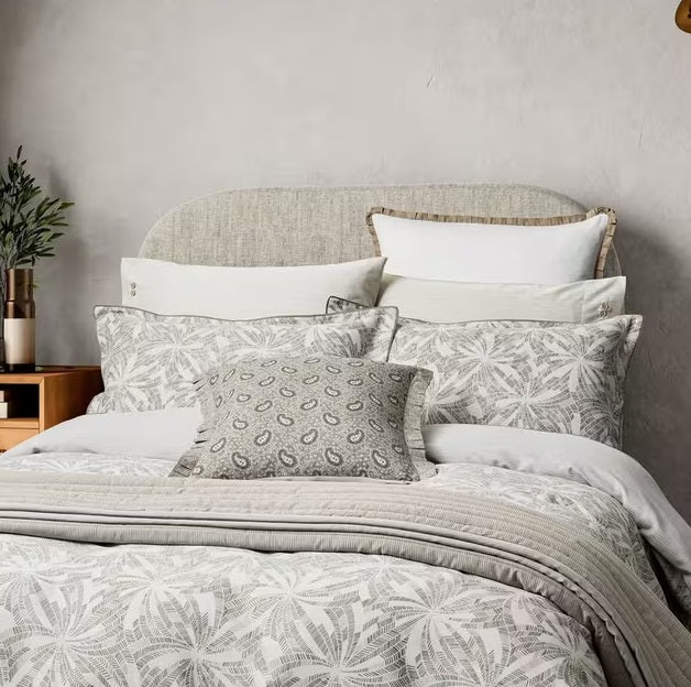 Bedeck of Belfast Cora Cotton Sateen King Size Duvet Cover Set - Light Grey