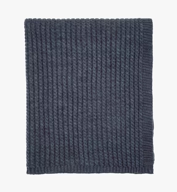 Bedeck of Belfast Miya Soft Cable Knit Throw 200 x 150cm - Blue Chambray