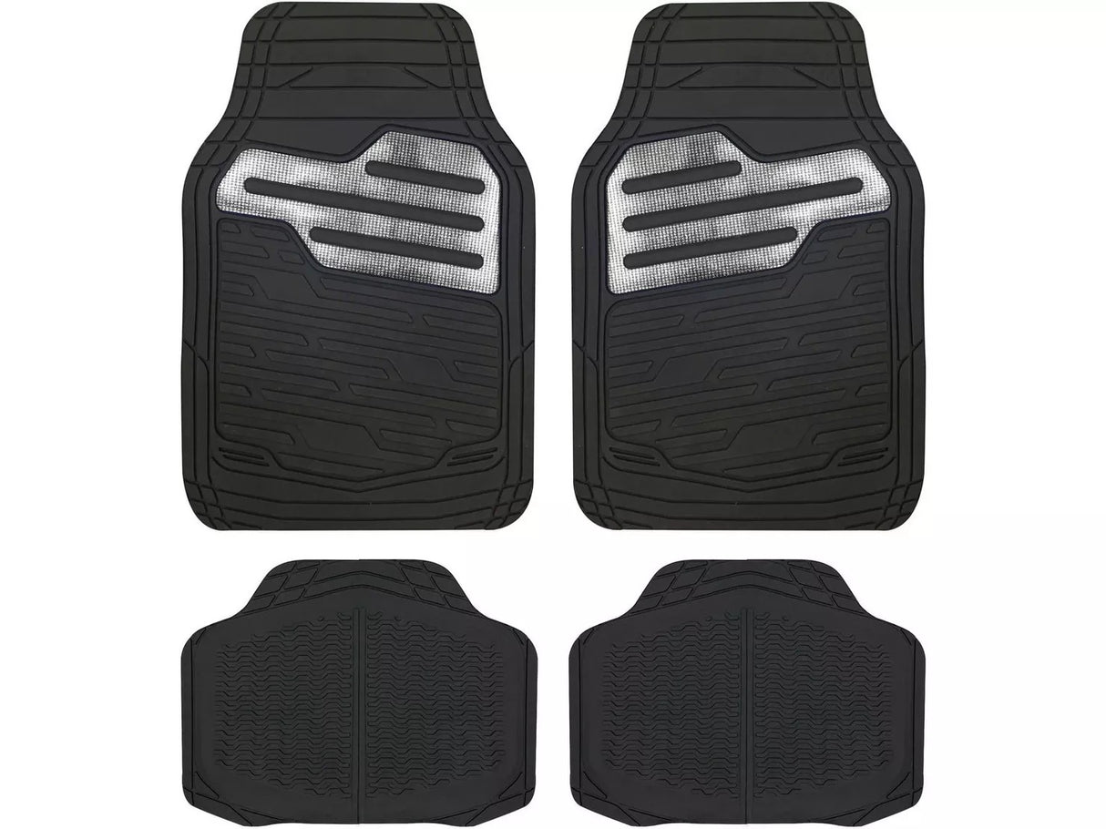 Streetwize Adonia "Metallic" Carbon Heavy Duty Universal Car Heel Mat Set - Kazoop 