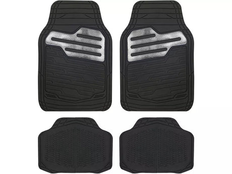 Streetwize Adonia "Metallic" Carbon Heavy Duty Universal Car Heel Mat Set - Kazoop 