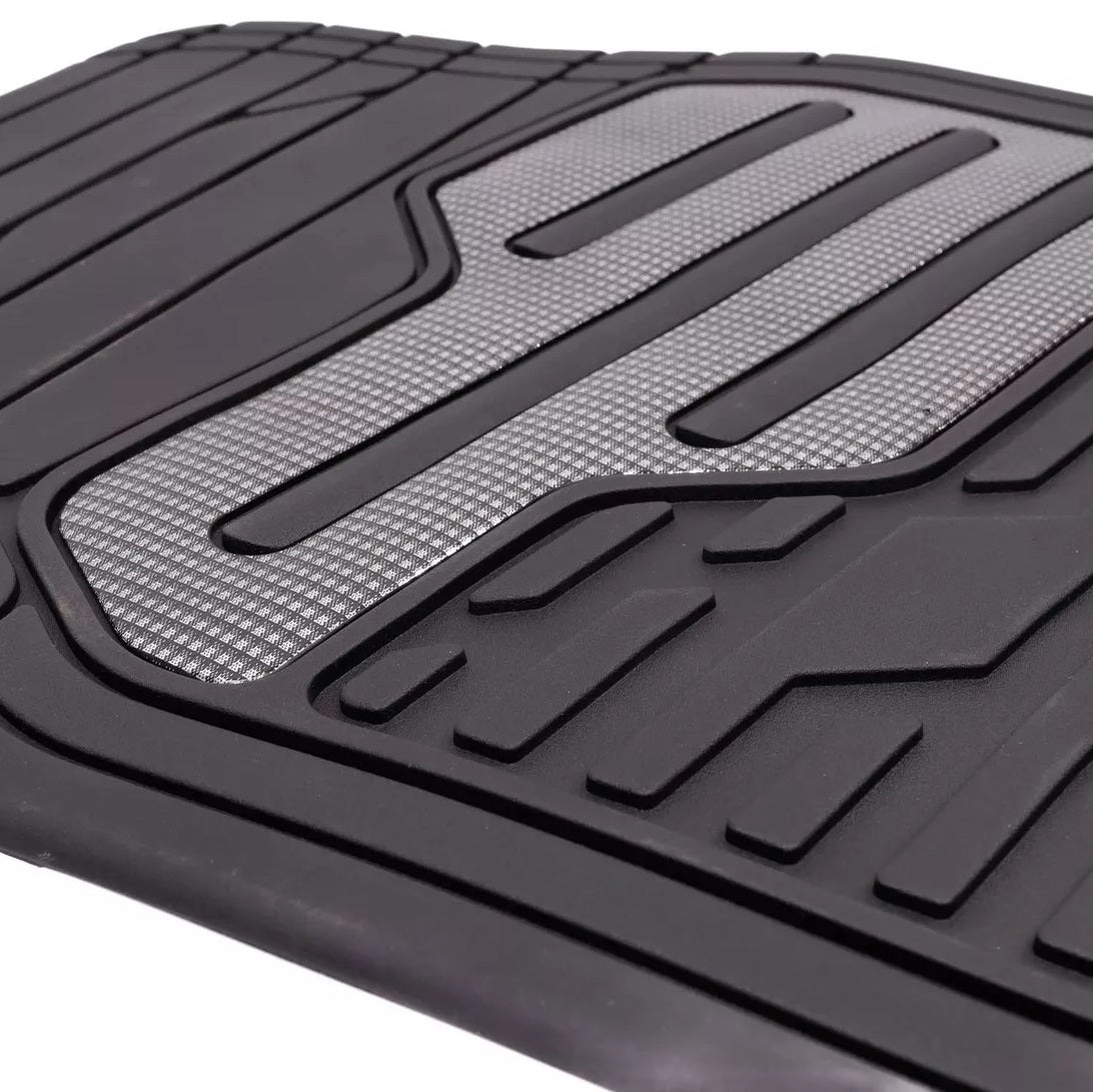 Streetwize Adonia "Metallic" Carbon Heavy Duty Universal Car Heel Mat Set - Kazoop 