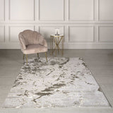 Aurora Strata AU16 Marble Rug 160 x 230cm - Metallic Beige Bronze & Grey