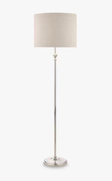 Laura Ashley Highgrove Linen Drum Shade Classic Floor Lamp - Polished Nickel