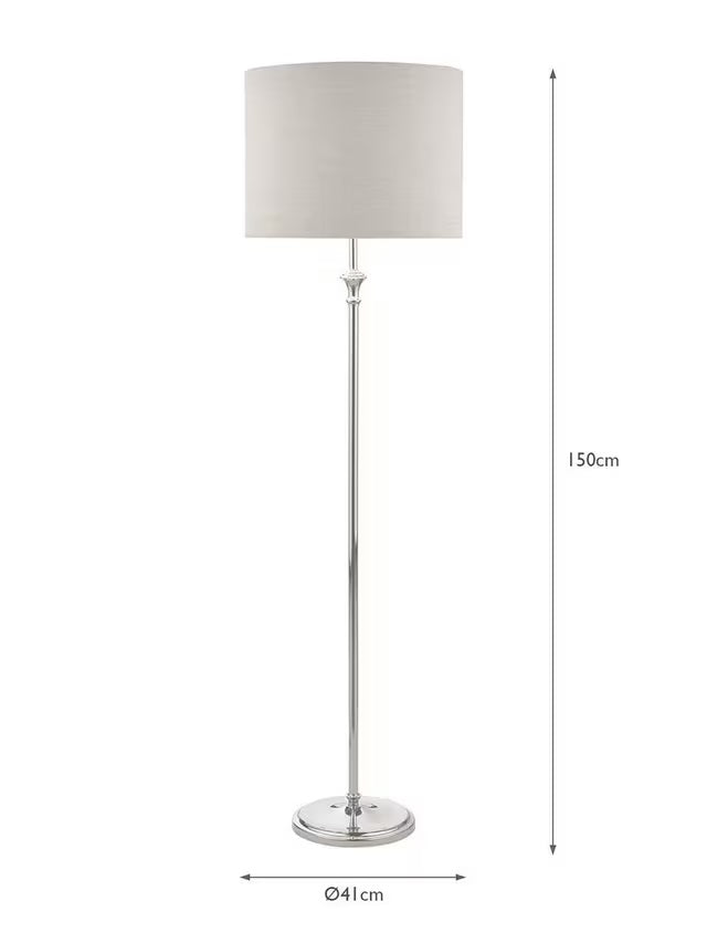 Laura Ashley Highgrove Linen Drum Shade Classic Floor Lamp - Polished Nickel