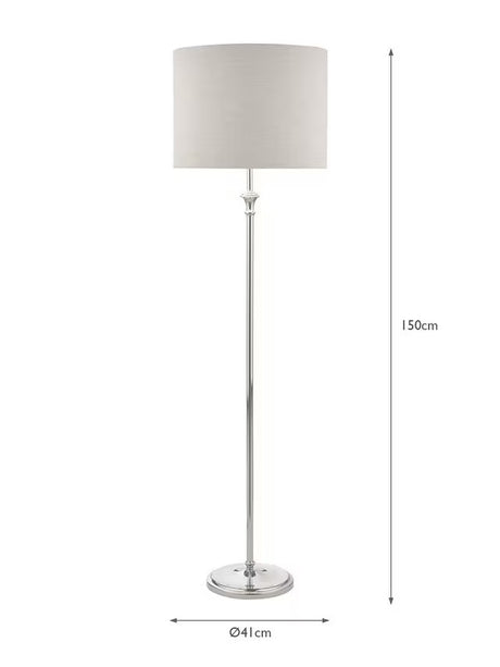 Laura Ashley Highgrove Linen Drum Shade Classic Floor Lamp - Polished Nickel