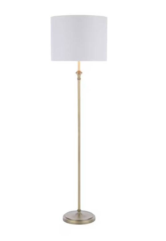 Laura Ashley Highgrove Drum Shade Freestanding Metal Floor Lamp - Brass