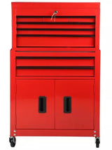 Halfords 8 Drawer & Cabinet Workshop Tool Centre - Red