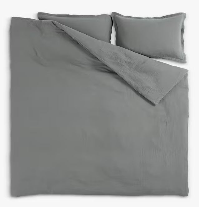 Christy Organic Cotton 200TC Retreat Soft Grey Duvet Cover Set - King Size