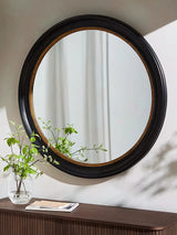 John Lewis Georgian Large Round Wood Wall Mirror 100cm - Black/Gold - Kazoop 