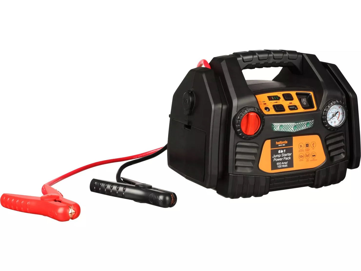 Halfords 6-in-1 12V DC Jump Starter Power Pack with USB Port & LED Torch - Kazoop 