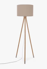 John Lewis Wooden Tripod Linen Blend Shade Freestanding Floor Lamp - Natural