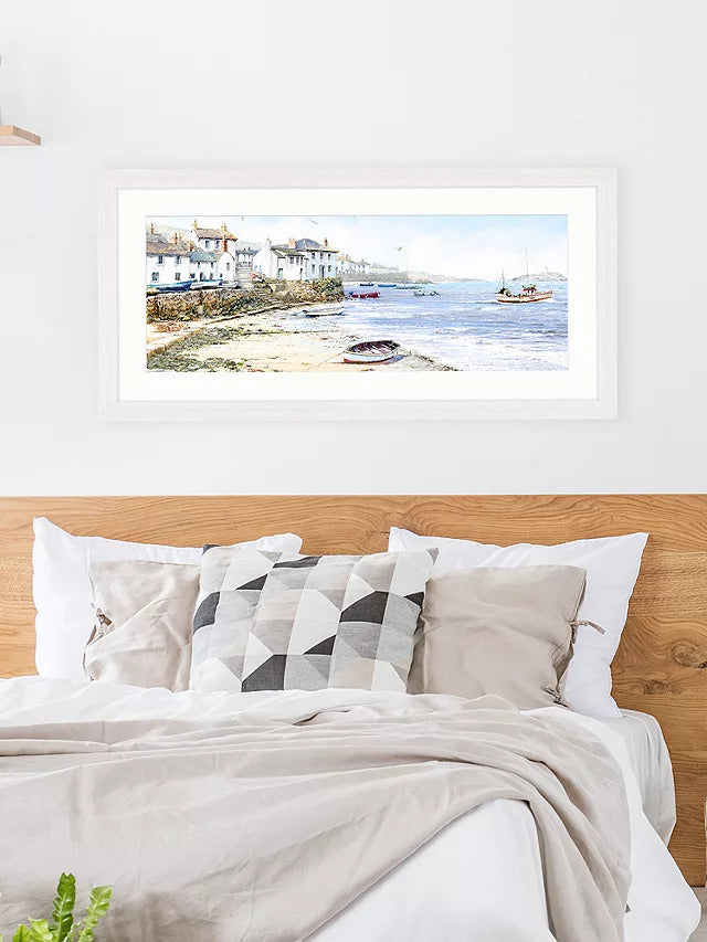 John Lewis Richard Macneil 'Cornwall' Framed Print & Mount 52 x 107cm - Blue - Kazoop 