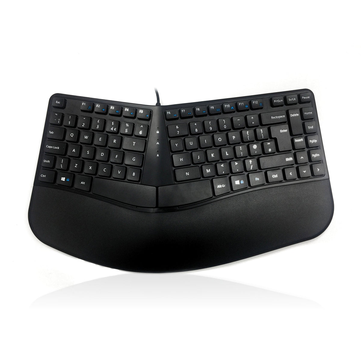 Ceratech Accuratus Contour Wired Split Key Curved Keyboard - UK - Black - Kazoop 