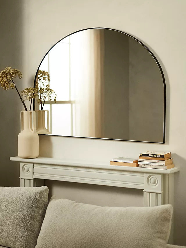 John Lewis Scandi Decorative Metal Overmantle Mirror 76 x 102cm - Black