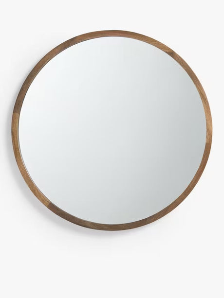 John Lewis Slim Solid Oak Wood Decorative 100cm Round Wall Mirror - Walnut