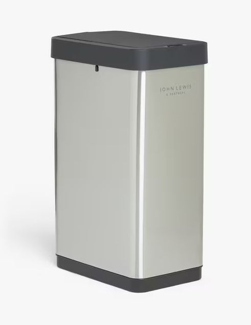 John Lewis 2 Section 23+23L Sensor Recycling Kitchen Bin - Stainless Steel