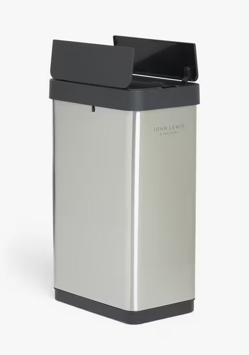 John Lewis 2 Section 23+23L Sensor Recycling Kitchen Bin - Stainless Steel