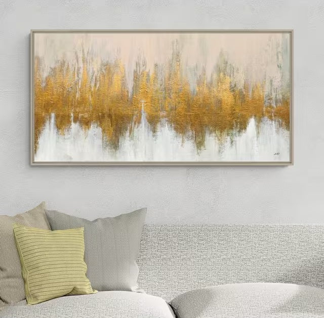 John Lewis Julia Purinton 'Glimmer' Framed Canvas Print 65 x 125cm - Gold - Kazoop 