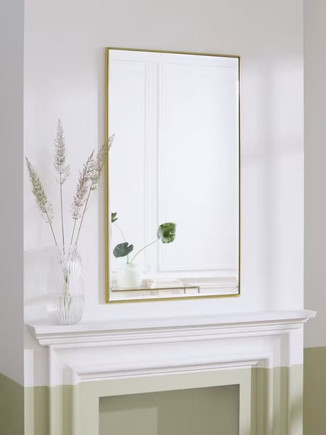 John Lewis Dalston Aluminium Rectangular Wall Mirror 100 x 60cm - Brass - Kazoop 