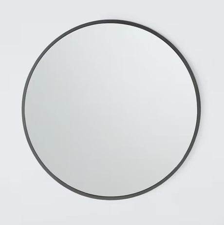 John Lewis Rye Metal Frame Industrial Design 80cm Round Wall Mirror - Black - Kazoop 