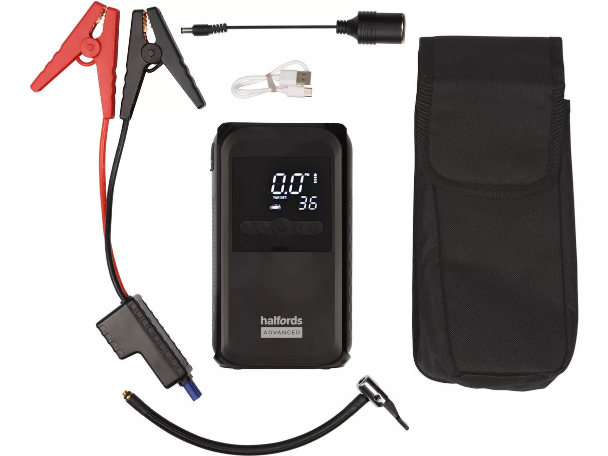 Halfords Advanced 5-in-1 Jump Starter & Power Bank with LED Torch - Black - Kazoop 