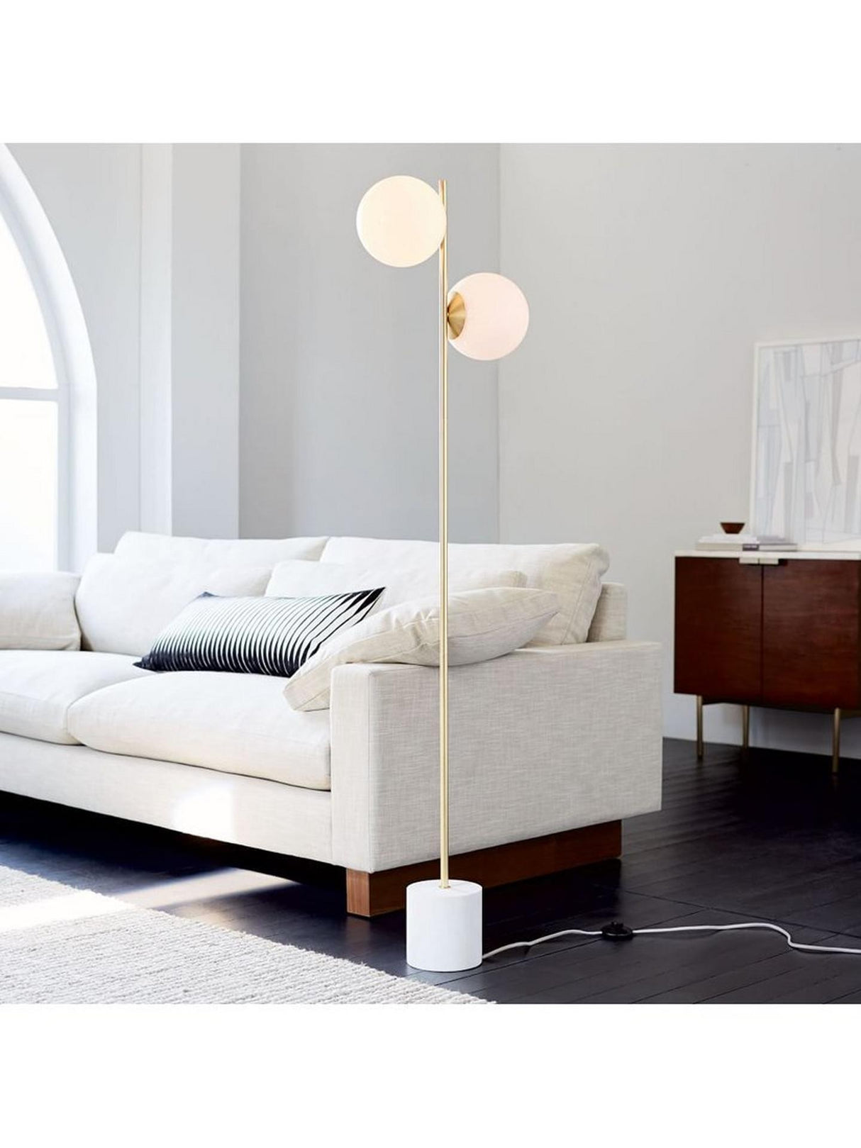 West Elm Sphere + Stem Non-Dimmable Decorative Floor Lamp - White