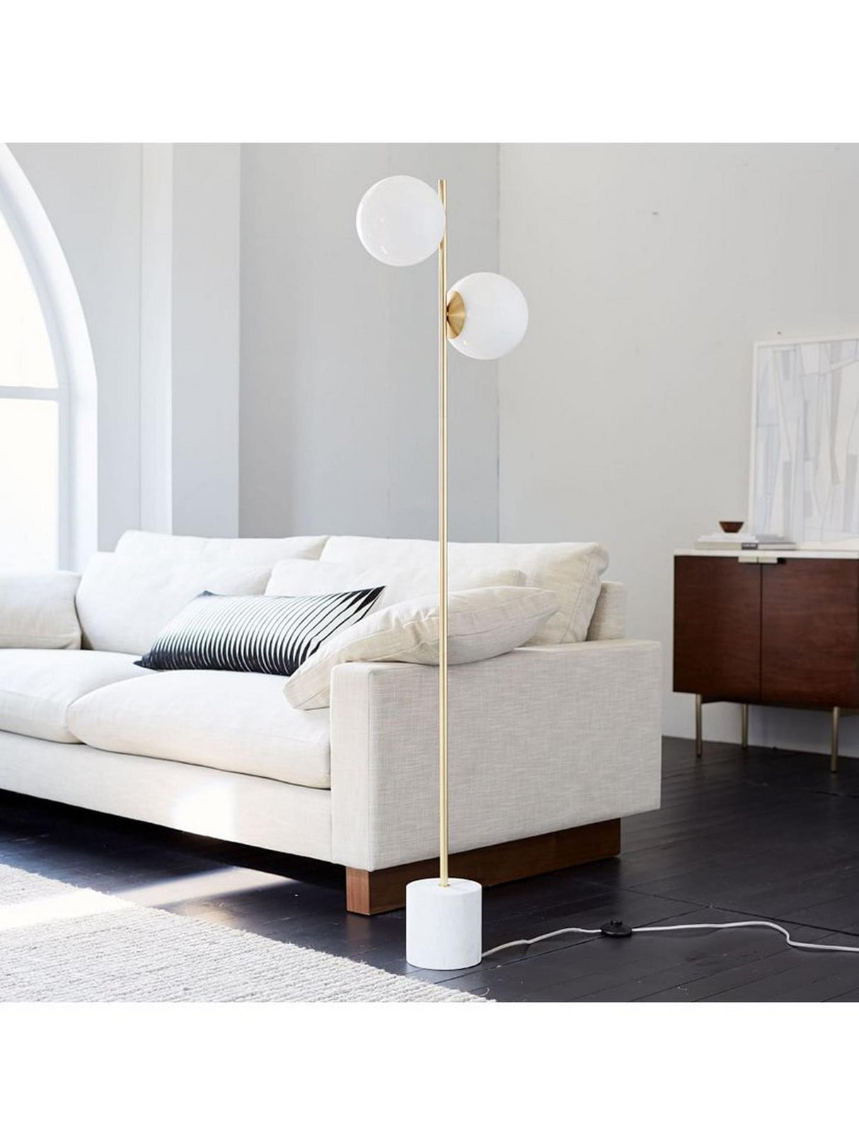 West Elm Sphere + Stem Non-Dimmable Decorative Floor Lamp - White