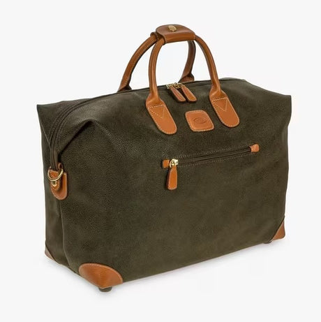 Bric's Life Faux Suede 28L Travel Bag Holdall 28 x 43 x 19cm - Olive Green - Kazoop 