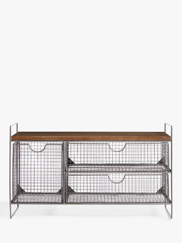 John Lewis Restoration Mesh Shoe Storage Bench H47 x W31 x D82cm