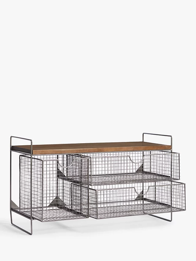 John Lewis Restoration Mesh Shoe Storage Bench H47 x W31 x D82cm