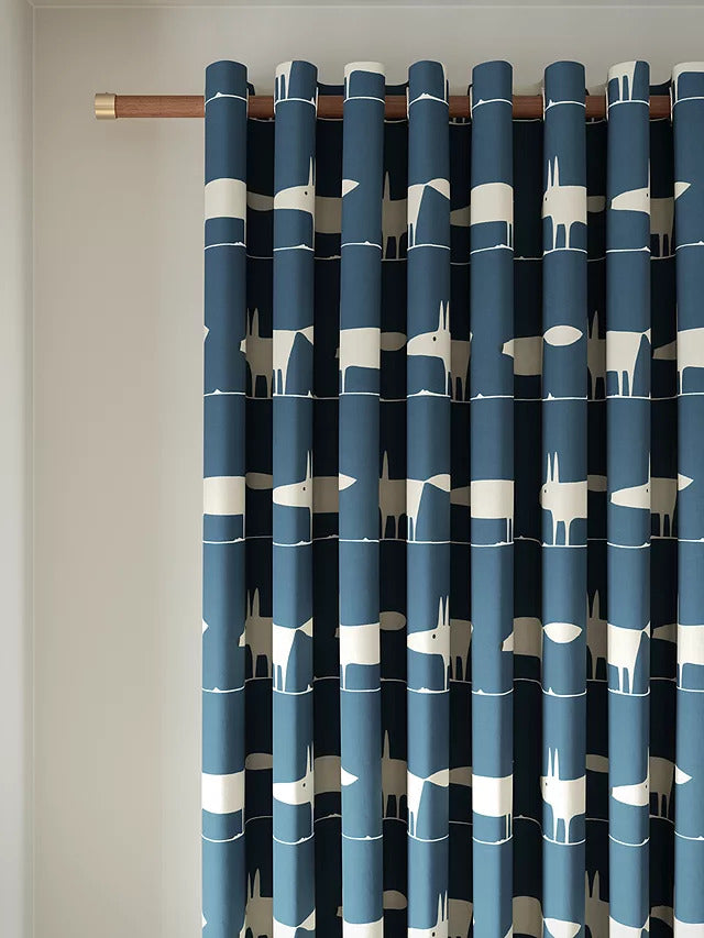 Scion Mr Fox Pair Lined Eyelet Curtains W228 x Drop 228cm - Navy - Kazoop 