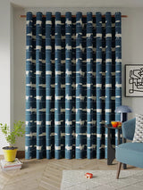 Scion Mr Fox Pair Lined Eyelet Curtains W228 x Drop 228cm - Navy - Kazoop 