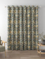 Morris & Co. Pimpernel Pair Thermal Lined Eyelet Curtains 228 x 228cm - Teal - Kazoop 