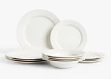 John Lewis Luna Fine China Microwave-Safe 12 Piece Dinnerware Set - Natural