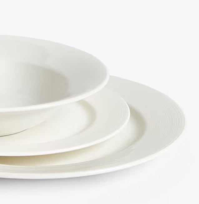 John Lewis Luna Fine China Microwave-Safe 12 Piece Dinnerware Set - Natural